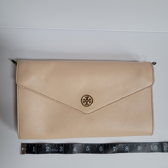Chic Tory Burch Beige Envelope Robinson Crossbody Bag Clutch - Picture 11 of 15
